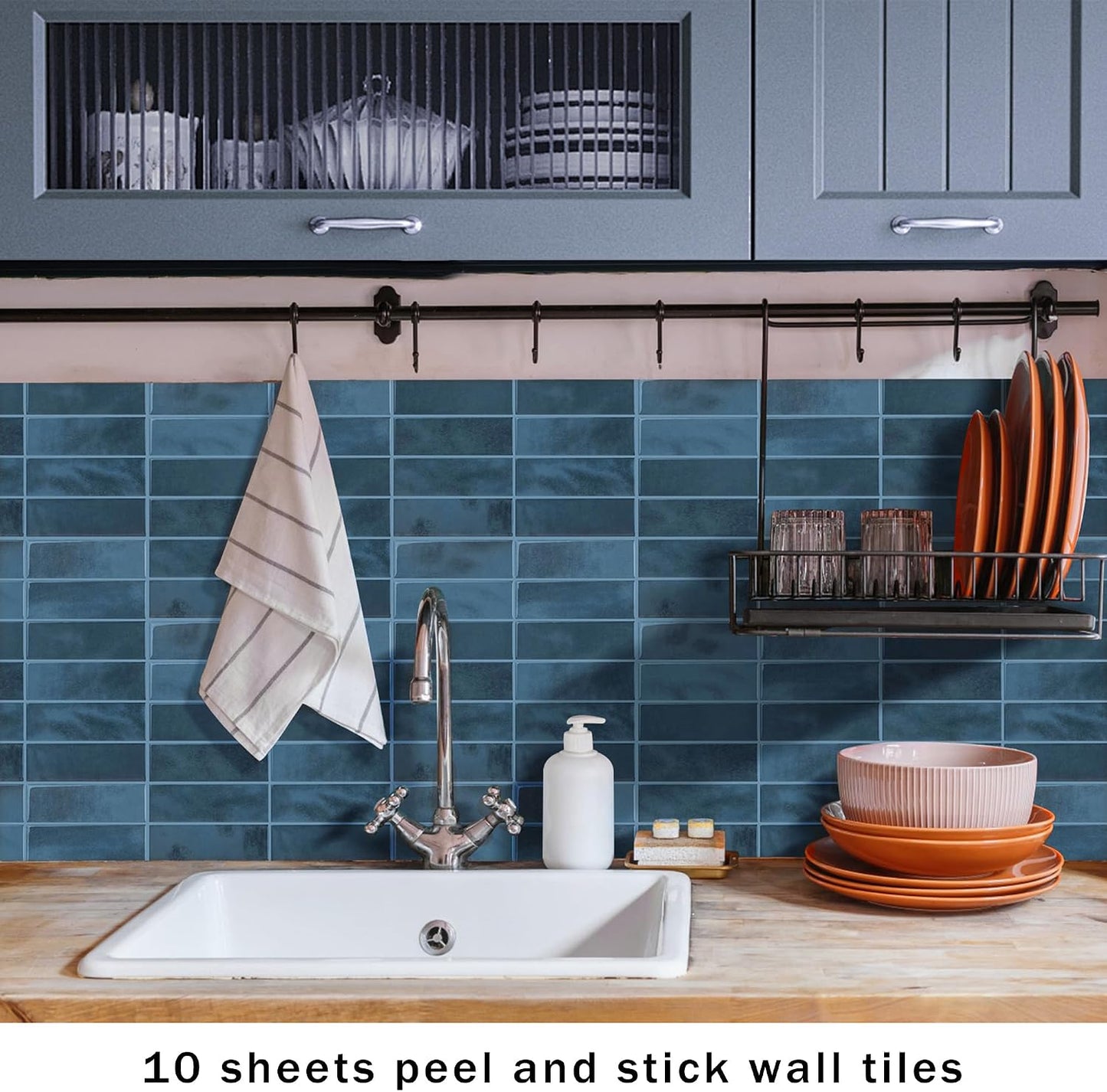 White Peel and Stick Backsplash Tiles for Kitchen, 10-Pack Self-Adhesive Waterproof Vinyl Bathroom Wall Tile(12 * 12 inches)
