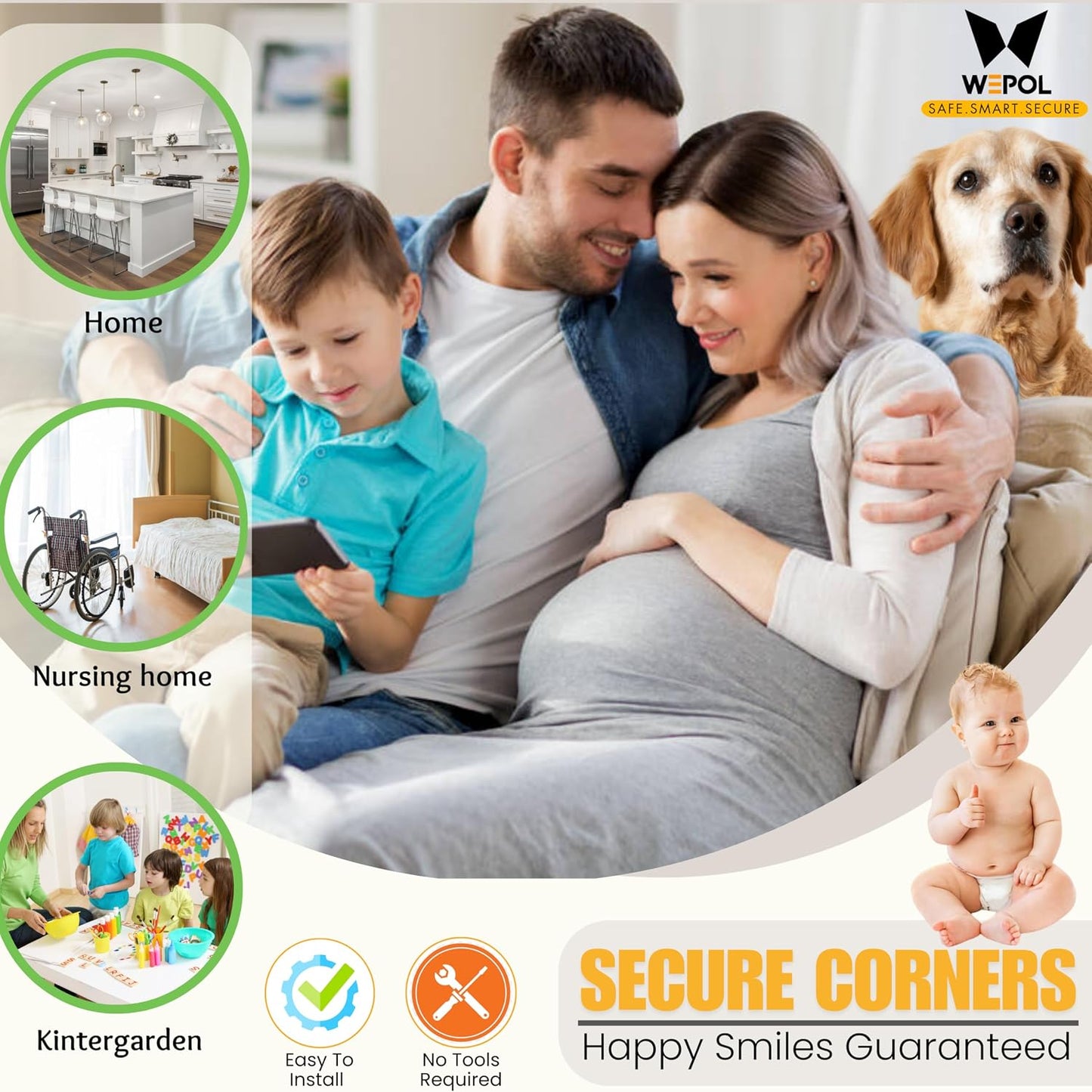 Soft Foam Corner Protectors for Baby, Bed Frame Corner Guards, Sharp Edge Desk Furniture Safety Cover Bumpers for Kids, Adhesive Pre-Taped Rubber Padding Cushion (Black, 4 Pack)