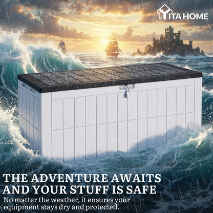 YITAHOME 35 Gallon Outdoor Storage Box | Waterproof Resin Deck Box and Package Delivery with Lockable Lid for Patio Furniture Cushions, Pool Accessories, Garden