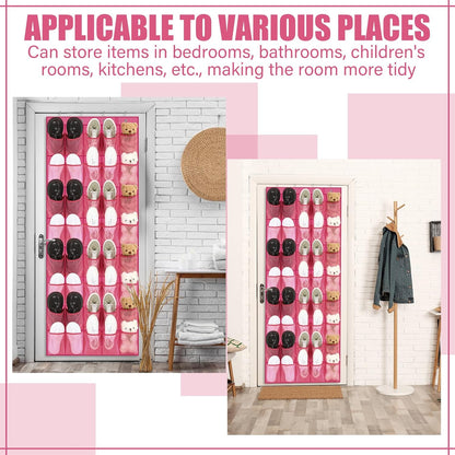 Windyun 40 Over The Door Shoe Organizer, Large Mesh Pocket Hanging Shoe Rack Hanger Large Capacity Gray Behind The Door Storage Holder for Dorm College Closet Entryway Bedroom Utility Room Women Men