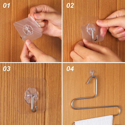 Heavy Duty Adhesive Hooks 33 lb(Max) 15KG,Waterproof and Oilproof Reusable Seamless Hooks Heavy Duty Wall Hook for Kitchen Bathroom Office 24 Pack