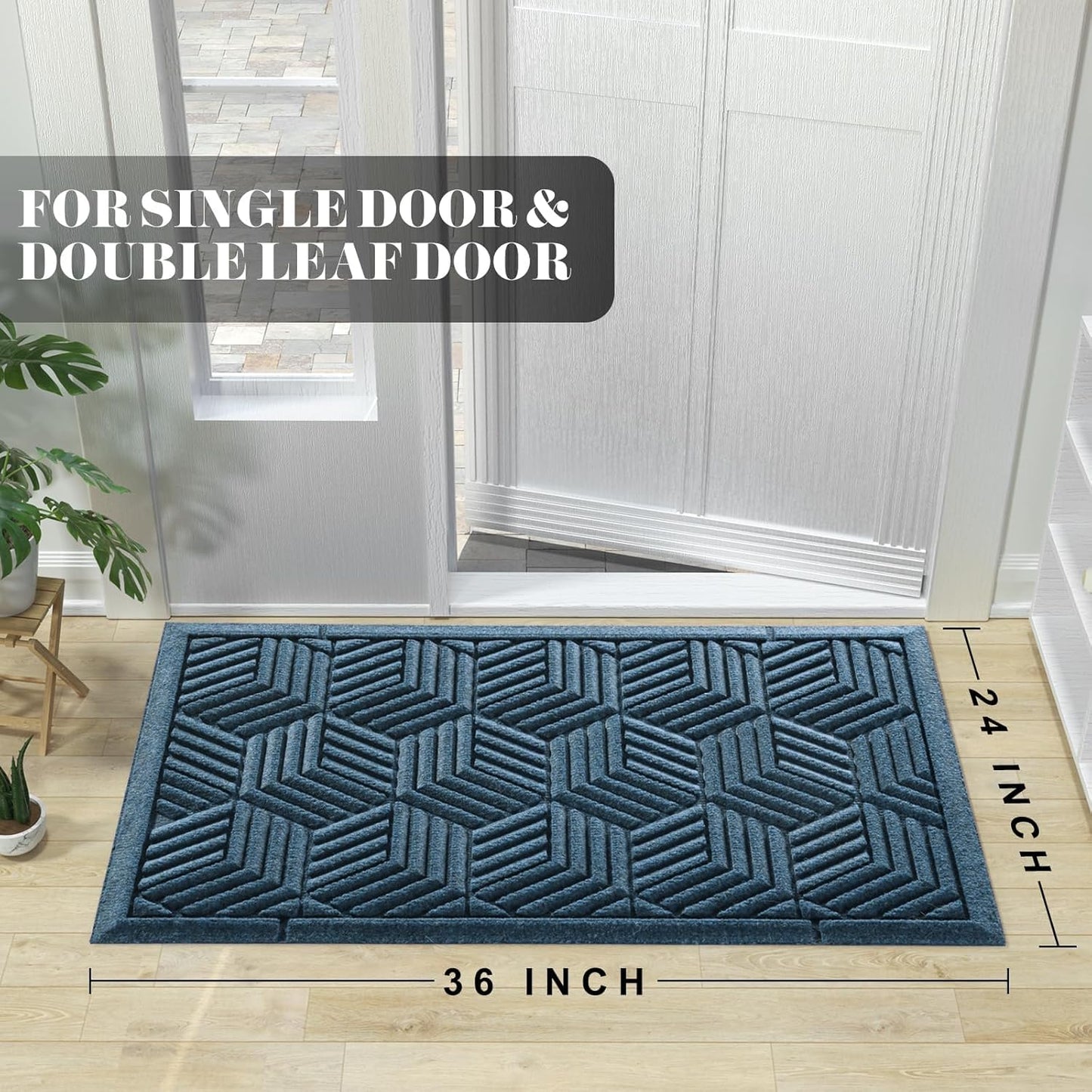 Yimobra Front Door Mat, All-Season Waterproof Outdoor Mat for Entrance with Drainage Holes, Heavy Duty Non-Slip Doormat for Garage Patio Entryway Indoor, 29.5x17, Red
