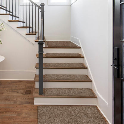 PURE ERA Carpet Stair Treads Tape Free Non Slip Indoor Stair Carpet Stair Protectors Pet-Friendly Non-Slip Skid Resistant Washable Reusable 8" x 30"(2 Pieces,Black)