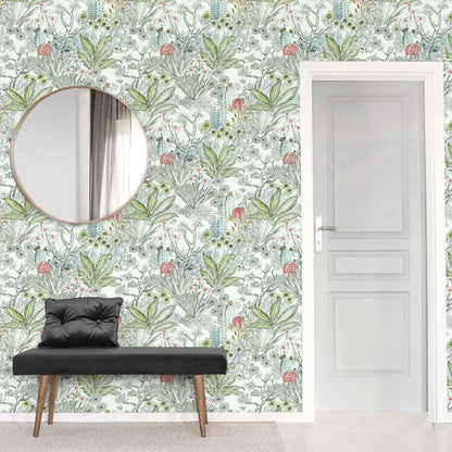 Wudnaye Boho Peel and Stick Wallpaper Catus Wallpaper 17.7" x 118.1"Vintage Floral Wallpapers Peel and Stick Botanical Removable Wall Paper Boho Self Adhesive Contact Paper for Bathroom Cabinets