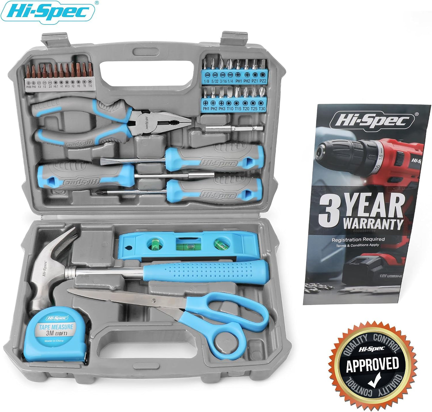 Hi-Spec Tool Kit Yellow 20pc. Small Tool Kit for Home DIY & Office Repairs. Compact and Lightweight Essential Tools in a Portable Book-Sized case.