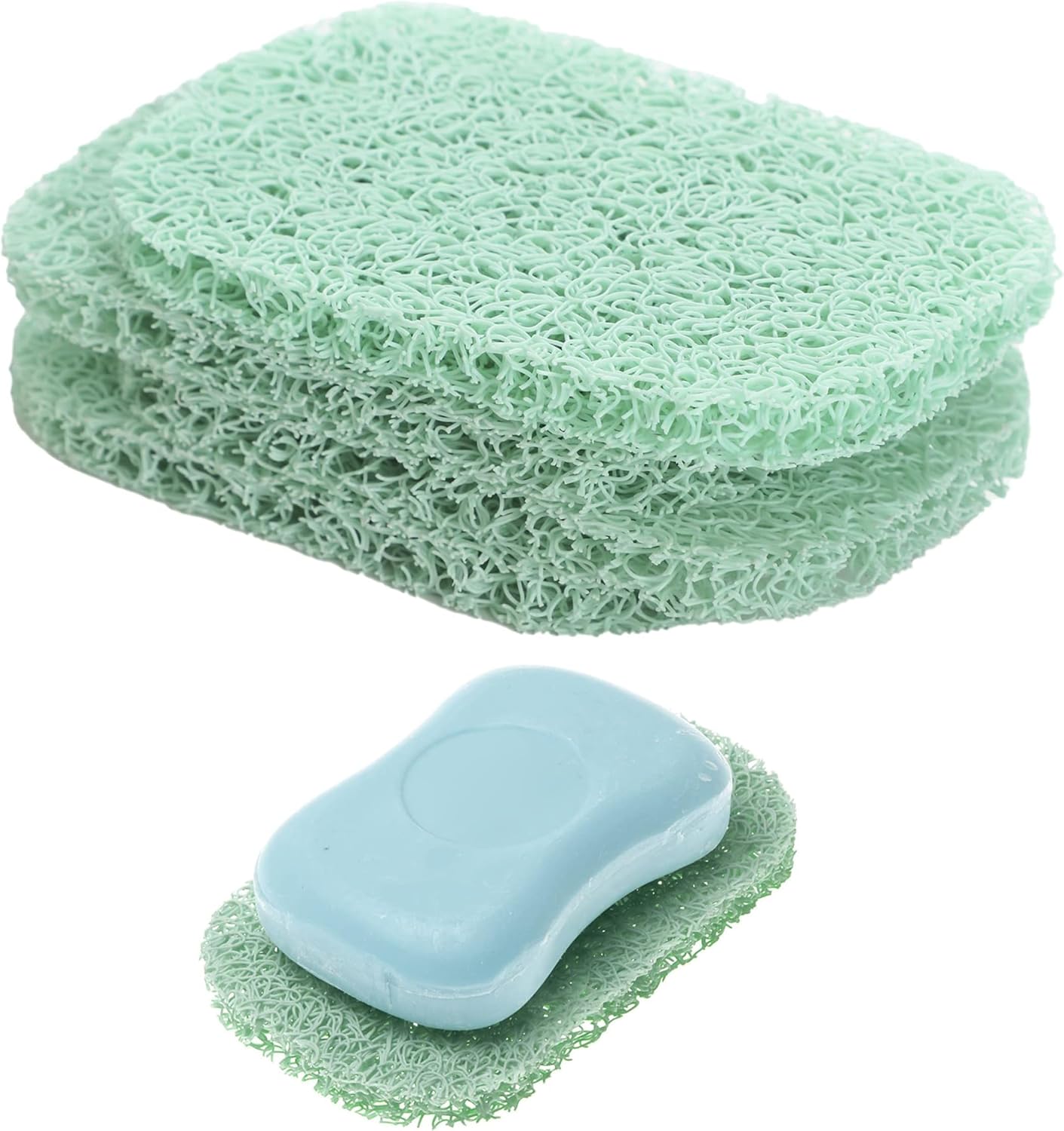 Snowkingdom 4 Pack White Soap Saver Holder for Bar Soap Shower Bathroom Dish Self Draining Lift Pad Porous Construction air circulate 2.9" x 4.5" PVC Non-BPA Non-Slip Durable