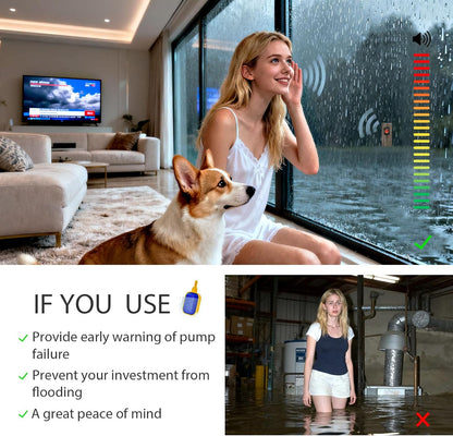 Sump Pump Alarm, Briidea Indoor/Outdoor High Water Septic Tank Alarm with 110dB Audible Alert & LED Indicator, 10ft Float Switch for Septic Systems, Sump Pumps, Ponds & Water Tanks