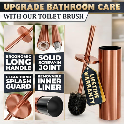 Black Toilet Brush and Holder Set - Slim Matte Design that Fits Anywhere - Stainless Steel Toilet Bowl Brush and Holder with 2 Rounded Corners, Replaceable Head, Removable Inner Bowl & Splash Guard