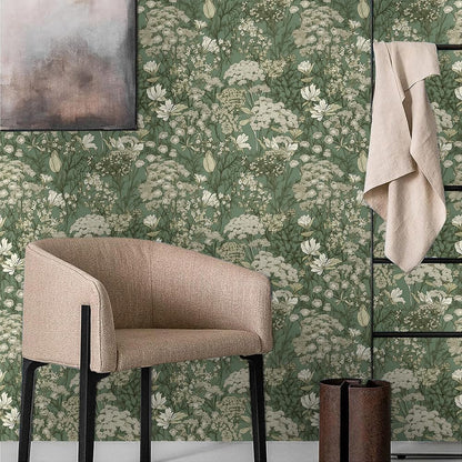MuralPeel Dark Grey White Poppies Peony Floral Vintage Peel and Stick Wallpaper Self Adhesive Removable Easy Peel Off Stick on Wall Paper for Bedroom Cabinet Renter