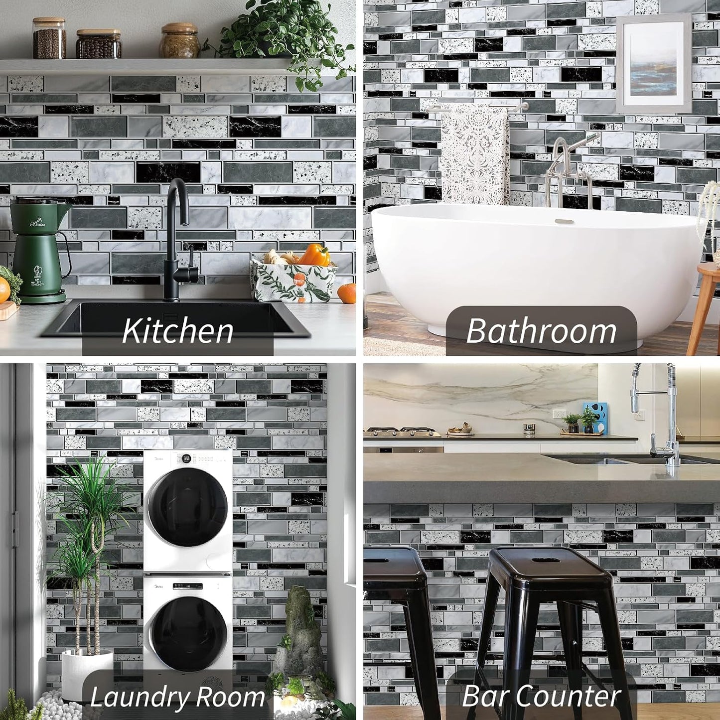 WENMER Peel and Stick Backsplash Wallpaper, Kitchen Backsplash Wallpaper, Kitchen Peel and Stick Wall Paper, Tile Contact Paper for Countertop, Bathroom 17.7"x 78.7"