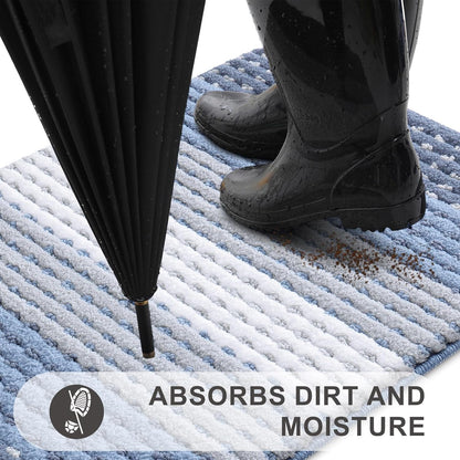 Kitinjoy Indoor Outdoor Door Mat, 32x20 Non-Slip Absorbent Dirt Trapper, Low-Profile Washable Inside Entrance Front Floor Mat, Sturdy Soft Entry Doormats for Entryway, Grey