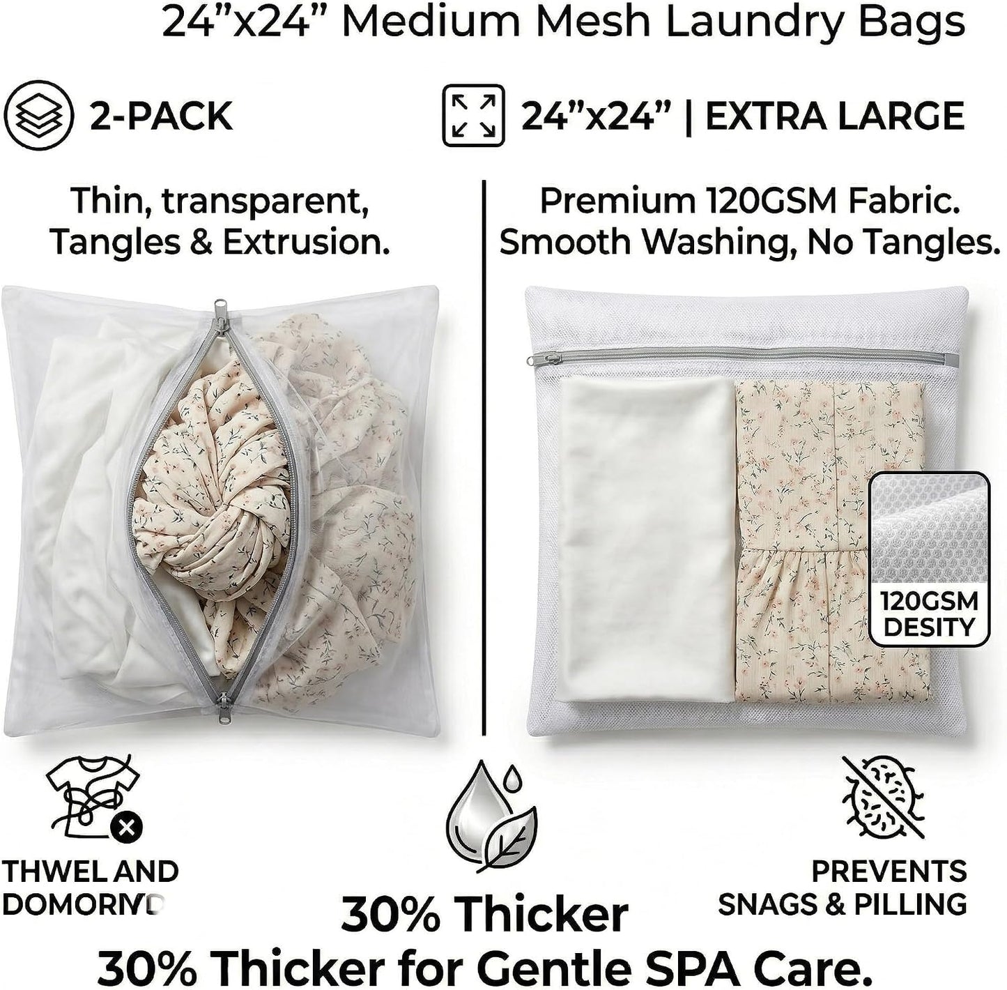 12x16 Small Mesh Laundry Bags for Delicates, 4-Pack – for Lingerie, Bras, Socks & Swimwear – 120GSM Honeycomb Mesh Protects Delicates in Washer & Dryer