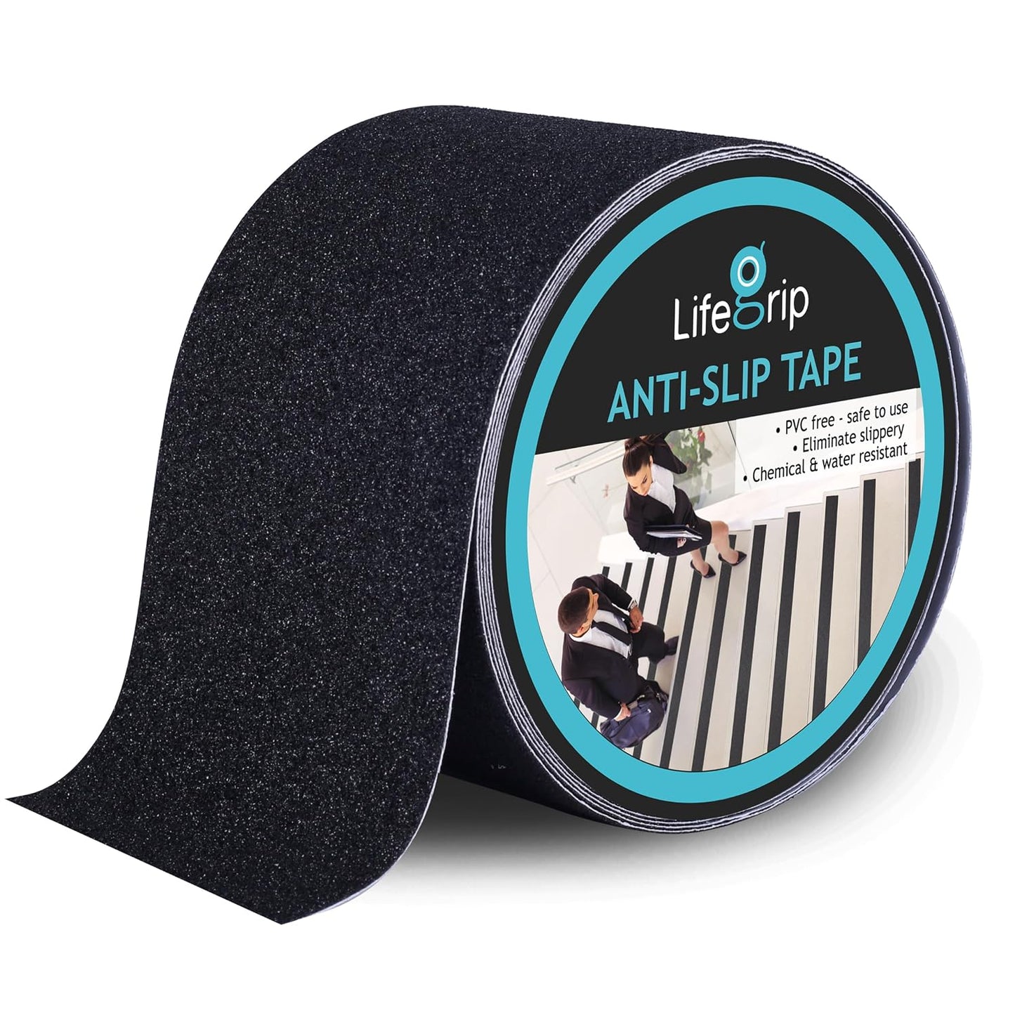 Lifegrip Anti Slip Tape, 4 Inch x 15 Foot Non-Slip Traction Grip Tape for Stairs, Waterproof Stair Treads Grip Non Slip, Non Skid Tape for Steps, Outdoor Black Grip Tape (4" X 15')