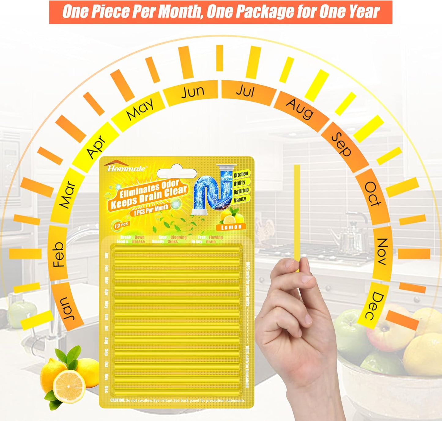 Drain Sticks Drain Cleaner Sticks Drains Cleaner Disposal Stick Enzyme for Odor Clogs Remover Sink Septic Stick for Drains As Seen On TV