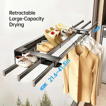 Clothes Drying Rack Foldable,Pool Towel Rack Outdoor | 41" Aluminum Wall Mount Retractable with 5 Hook