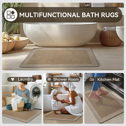 YDKGL Ultra Thin Bathroom Rugs Mat Quick Dry Absorbent Non Slip Bath Mat Bath Mats for Bathtub Mat Bathroom Carpet Fit Under Door Washable Floor Rubber Half Round Bath Rugs Grey 16x24