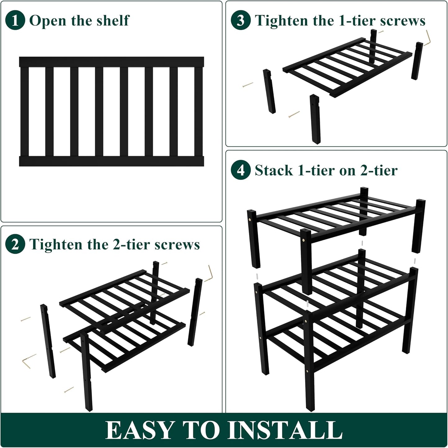 Smiry Bamboo Shoe Rack, 3 Tier Free Standing Wooden Shoe Organizer, Stackable Wood Shoe Storage Shelf for Closet, Entryway, 12 Vertical Slats, 2+1 Stack Standard Legs, 26.8"x11"x19.5", Natural