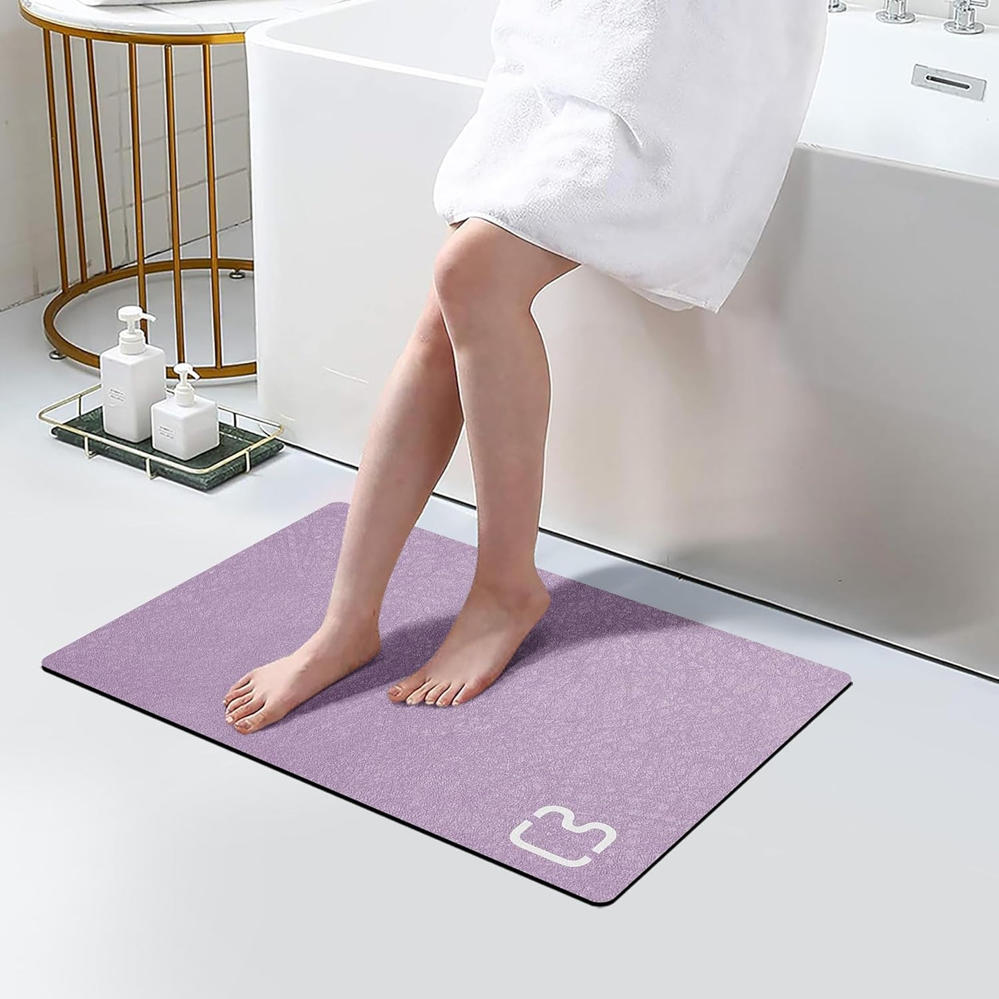 Diatomaceous Earth Bath Mat Rugs Super Absorbent Diatomite Stone Bath Mat Non Slip Quick Dry Thin Bathroom Mat Fit Under Door, Floor Rugs in Front of Bathtub, Shower Room, Sink,15.7"x23.6", Grey