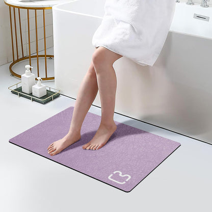 Diatomaceous Earth Bath Mat Rugs Super Absorbent Diatomite Stone Bath Mat Non Slip Quick Dry Thin Bathroom Mat Fit Under Door, Floor Rugs in Front of Bathtub, Shower Room, Sink,15.7"x23.6", Grey