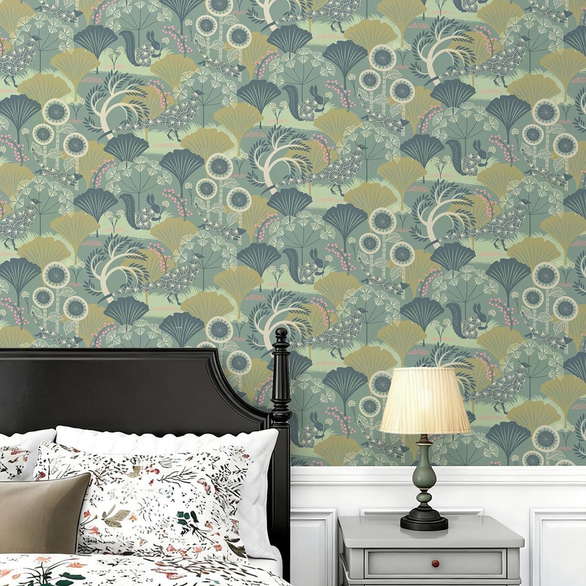 Wudnaye Boho Peel and Stick Wallpaper Catus Wallpaper 17.7" x 118.1"Vintage Floral Wallpapers Peel and Stick Botanical Removable Wall Paper Boho Self Adhesive Contact Paper for Bathroom Cabinets