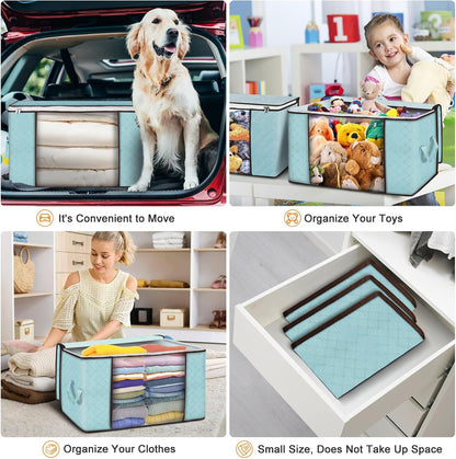 90L Large Storage Bags, 6 Pack Clothes Storage Bins Foldable Closet Organizers Storage Containers with Reinforced Handle for Clothing, Blanket, Comforters, Bed Sheets, Pillows and Toys (Gray)