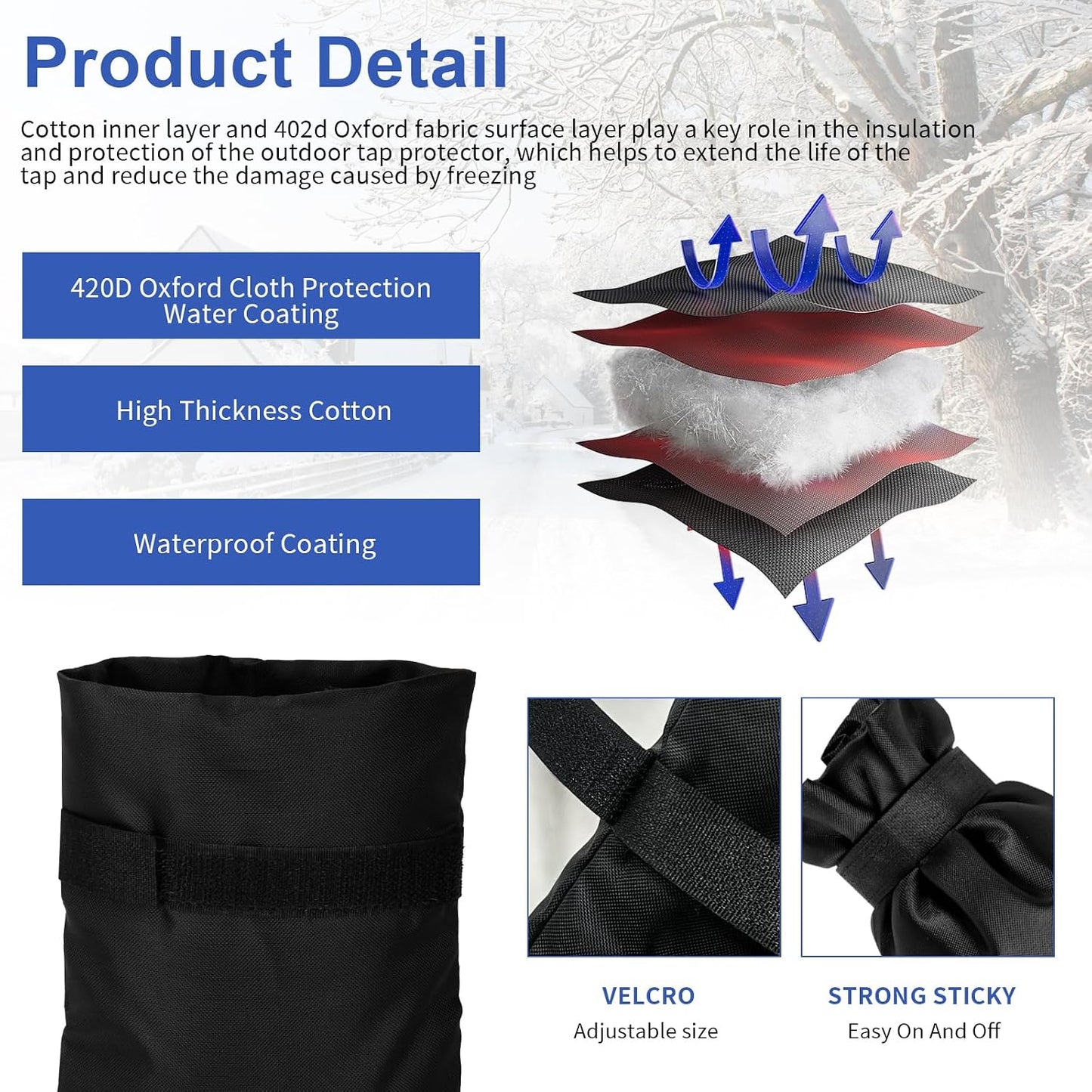 3 Pack Outdoor Faucet Covers for Winter Freeze Protection, 8.3" H X 5.4 "W Outside Garden Waterproof Freeze Protector Pipe Insulation, Spigot Insulation Socks Hose Bib Protector Prevent Backflow