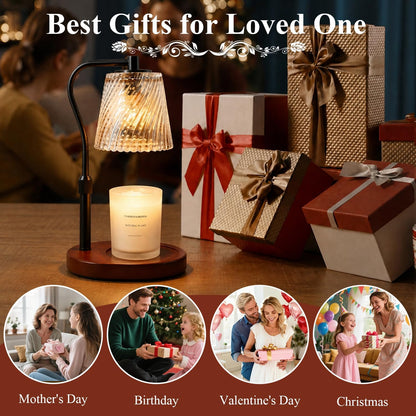 Candle Warmer Lamp - 2/4/8h Timer & Stepless Dimmable Candle Lamp with 3.9ft Cord, Adjustable Height Wax Melt Warmer for 2-6'H Jar Candles, Streamlined Flameless Ambiance Light for Bathroom Bedroom