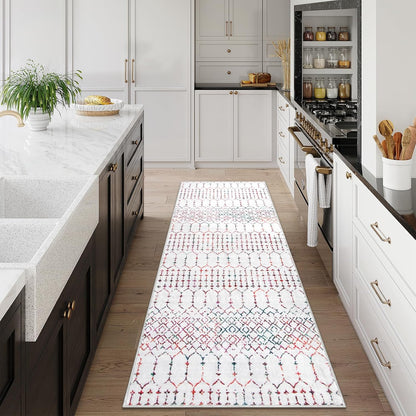 Lahome Moroccan Entry Rug 2x3, Non-Slip Washable Front Indoor Door Mat Rubber Backing Low-Profile Door Rugs, Small Geometric Print Distressed for Entryway Bathroom Kitchen, Black Hana