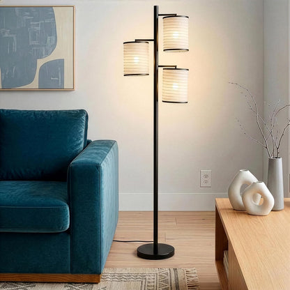 Brightech Liam Tall Tree Lamp with Asian Lantern Shade for Living Rooms and Offices - Standing Lamp with 3 LED Bulbs for Bedroom Reading - Bronze