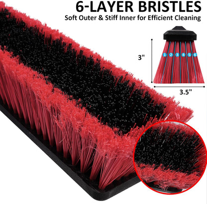 18”Push Broom with 70” Long Handle Heavy Duty Outdoor Broom for Cleaning Shop Garage Driveway Patio Deck Concrete Floor Sweeping