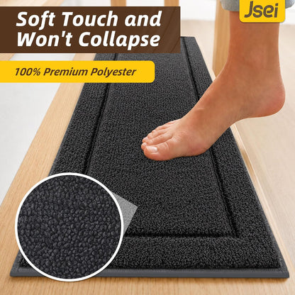 JSEI Stair Treads for Wooden Steps Indoor, 15-Pack Non Slip Stair Treads 30" x 8", Washable Polyester Stair Mats with TPE Backing, Low Profile Stair Rugs for Kids, Seniors and Dogs, Brown