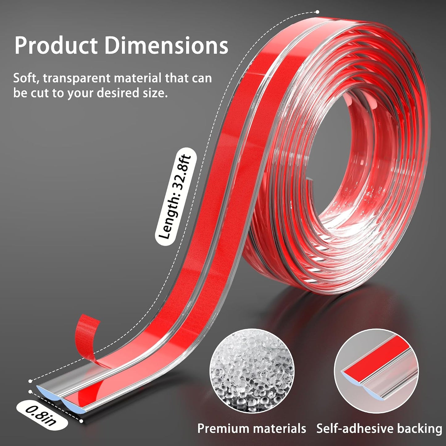 CHIDU Clear Wall Corner Protector Edge Guard, Peel and Stick Self Adhesive Flexible Inside & Outside Corner Molding Trim Strip for Wall Edge Ceiling Countertop Furniture Door Tables, 0.8IN x 3.2FT