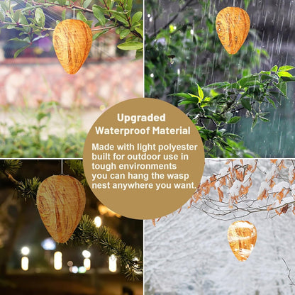 DECYOOL Wasp Nest Decoy, 4 Pack Mini Hanging Outdoor Hornet Deterrent | Brown Water-Repellent Decoys for Outdoor Patio Eaves Hanging, Deterring Hornets and Yellow Jackets, Garden Decor Supplies