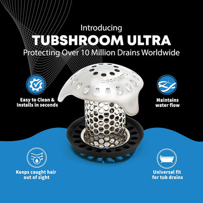 TubShroom Ultra Revolutionary Bath Tub Drain Protector Hair Catcher/Strainer/Snare, Stainless Steel, Stainless Combo