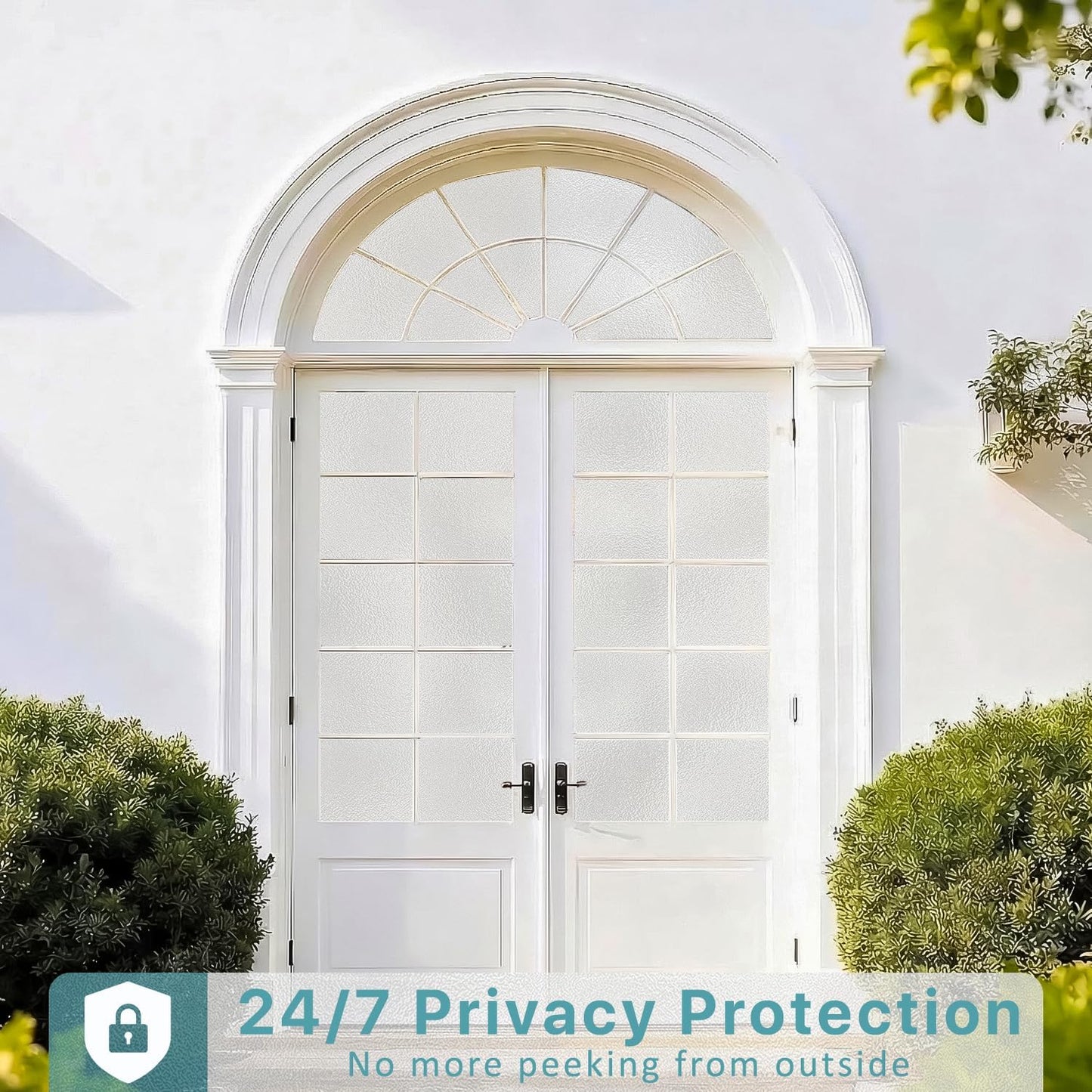 Niviy Frosted Glass Window Privacy Film Decorative, Static Cling Bathroom Window Frosting Film Day and Night Windows Cling Home Glass Door Cover, 17.5 inch x 78.7 inch