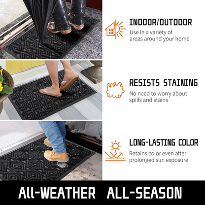 Yimobra Front Door Mat Outside Entrance 29.5x17, Waterproof Heavy Duty Outdoor Mats for Front Door, Non Slip Rubber Entry Mat for Garage Patio Indoor, Grey