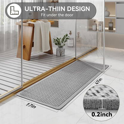 YDKGL Ultra Thin Bathroom Rugs Mat Quick Dry Absorbent Non Slip Bath Mat Bath Mats for Bathtub Mat Bathroom Carpet Fit Under Door Washable Floor Rubber Half Round Bath Rugs Grey 16x24