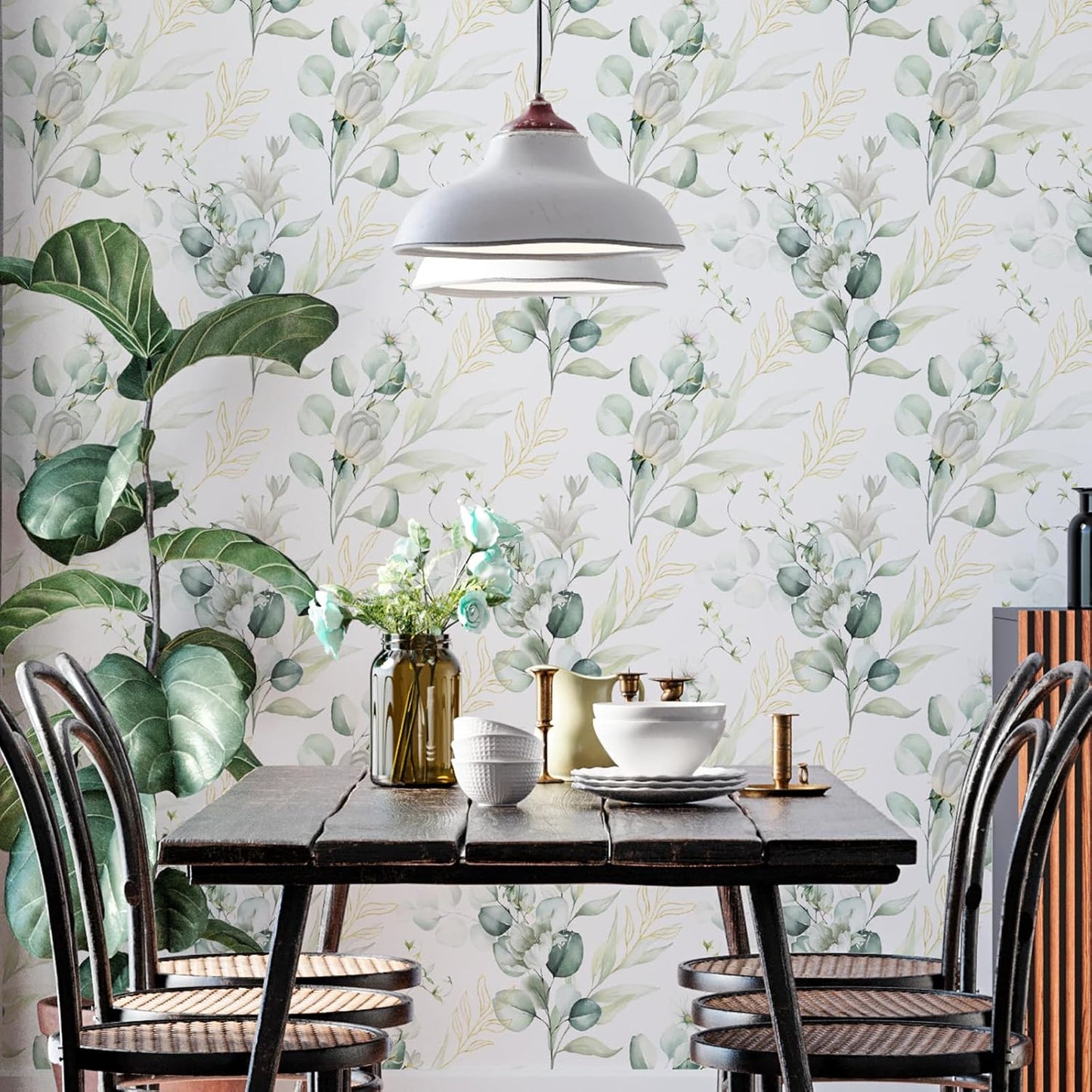 Removable Peel and Stick Wallpaper Boho 17.5 x 118 in Floral for Bedroom Bathroom Easy Peel Off Stick on Wallpaper Contact Paper Renter Friendly Wall Paper