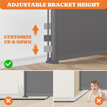 Pawtners Retractable Baby Gates Extra Wide, 41" Tall Extends up to 71" Wide, Dog Gate Indoor for Stairs, Pet Gate with Support Rods for Doorways Hallways Indoor & Outdoor-Black