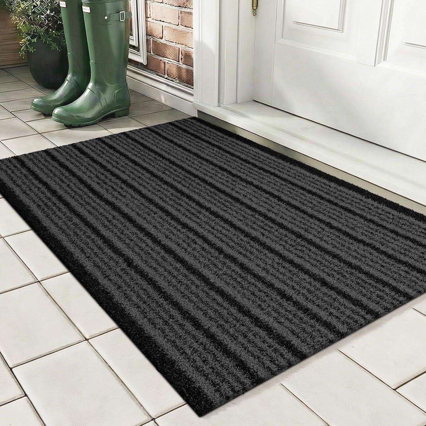 Outdoor Front Door Mat 32" x 48", Dirt Trapping Outside Entrance Rug, Non Slip Shoe Scraper, Heavy Duty Commercial Rug for Patio, Garage, Traffic Area, Office, Roll Packing