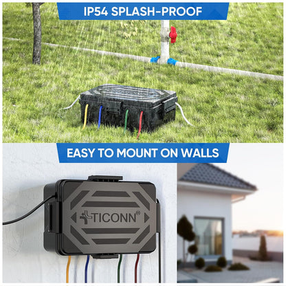 TICONN Outdoor Electrical Box, IP54 Splash-Proof Outdoor Extension Cord Cover, Protects Power Strip, Plug, Socket, Timer, Holiday Lights (Black, Small)