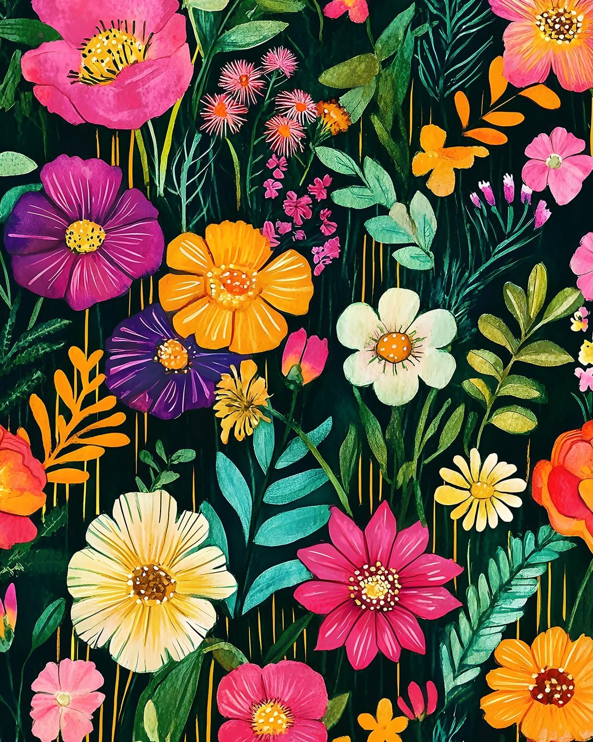 BOKEBEVE Watercolour Floral Peel and Stick Wallpaper Boho Vibrant Contact Paper Renter Friendly Wall Paper for Countertop Cabinet Wall Shelf Liner Removable Blue Colorful 17.5 x 118In