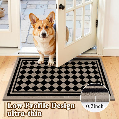 Vaukki Indoor Door Mat 17"x30", Ultra Thin Doormat Indoor Entrance, Non Slip Rubber Backed Inside Welcome Mat for Front Door, Low-Profile Washable Dirt Trapper Entry Floor Mat for Entryway, Sweet Home