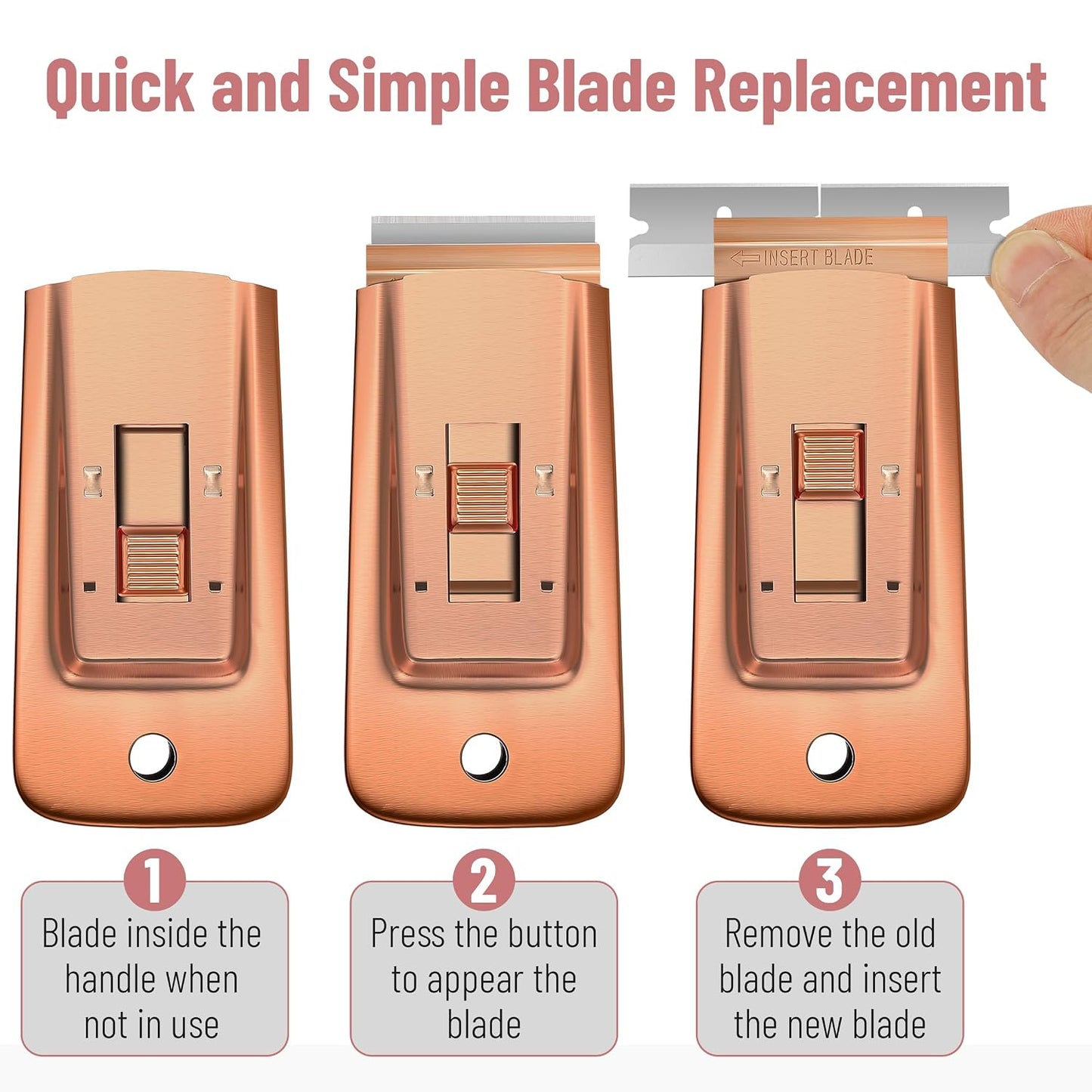 Bates- Metal Razor Blade Scraper, 2 Pack, 30 Extra Blades, Scraper for Cleaning, Glass Scraper, Razor Blade Scraper Tool, Razor Scraper Tool, Scraper Blades, Window Scraper with Razor Blade