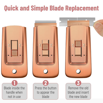 Bates- Metal Razor Blade Scraper, 2 Pack, 30 Extra Blades, Scraper for Cleaning, Glass Scraper, Razor Blade Scraper Tool, Razor Scraper Tool, Scraper Blades, Window Scraper with Razor Blade