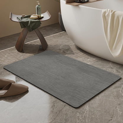 Mecko Bath Mat Rug, Rubber Non-Slip Quick Dry Absorbent Thin Bathroom Rugs Fit Under Door Bathroom Floor Mats-Shower Rug for in Front of Bathtub, Sink, Shower Room(Light Grey,16"x24")