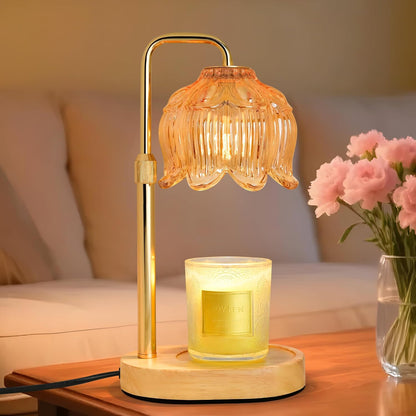 Candle Warmer Lamp with Timer Dimmer, Adjustable Height Pink Tulip Candle Wax Warmer, Christmas Birthday Gift for Mom Women,House Warming Gifts for New Home Bedroom Decor,Flower Pink