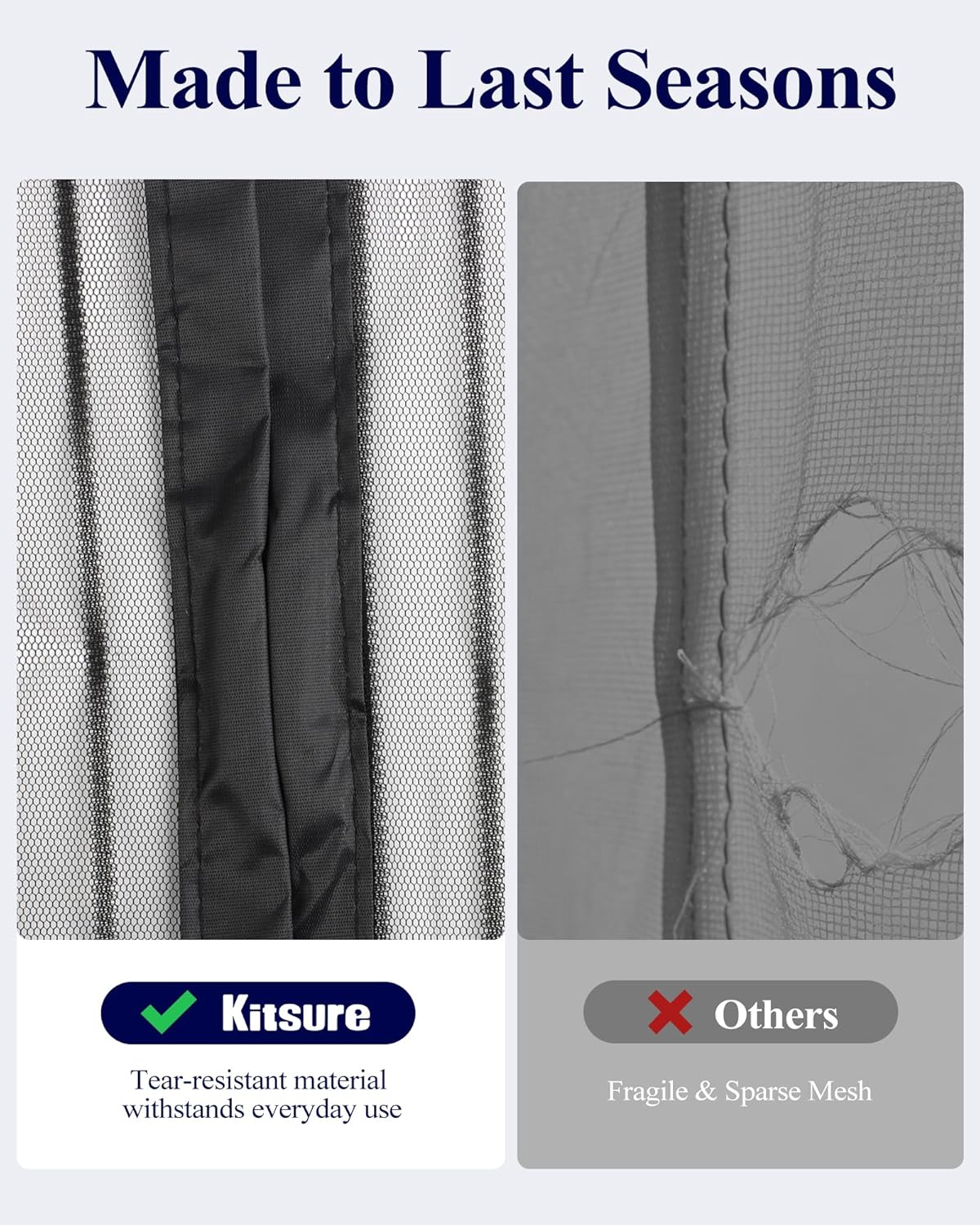 Kitsure Magnetic Screen Door - 38.0 x 82.0 in Retractable Screen Door Mesh for Front Door or Sliding Door, Pet & Kid Friendly, Hands-Free Closure Keeps Bugs Out & Lets Breeze in, Stripe Black