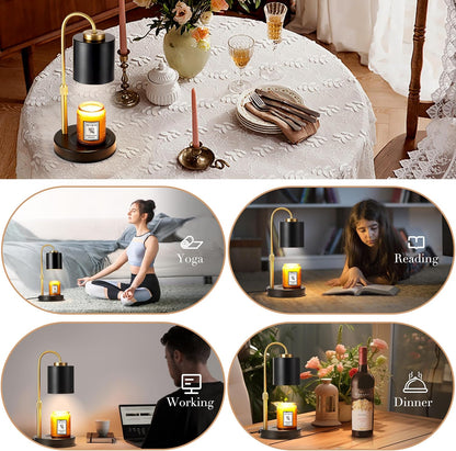 CASTLELIFE Candle Warmer Lamp with Timer & Dimmer, Height Adjustable Electric Wax Melt Warmer for Jar Candles, Gifts for Mom Home Decor, Black