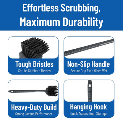 SPARTA 40501EC03 Plastic Large Scrub Brush, Kitchen Brush, Utility Brush With Long Handle For Cleaning, 20 Inches, Black